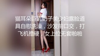 猫耳朵巨乳奶子美少妇露脸道具自慰洗澡，沙发前口交，打飞机撸硬，女上位无套啪啪